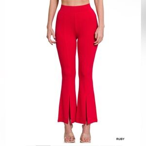 048 - Zenana Outfitters Vibrant Ruby Flare Kick Pants